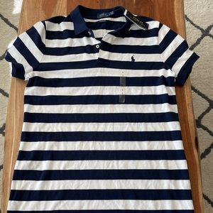 RALPH LAUREN polo dress size L blue stripes.
